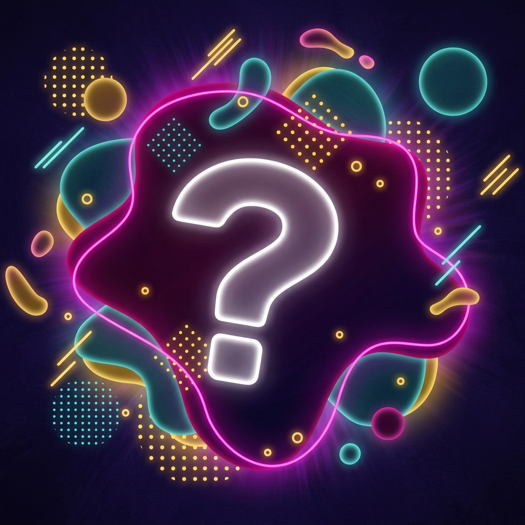 909 Trivia quiz illustration with question marks and answer buttons
